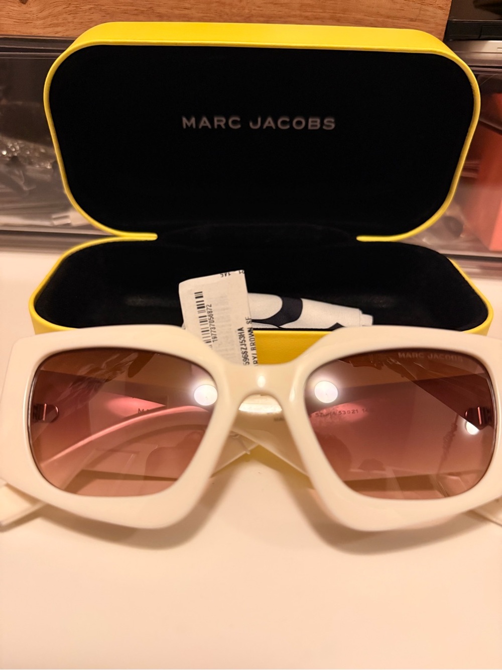 Marc Jacobs White Sunglasses with Pink Gradient Lenses